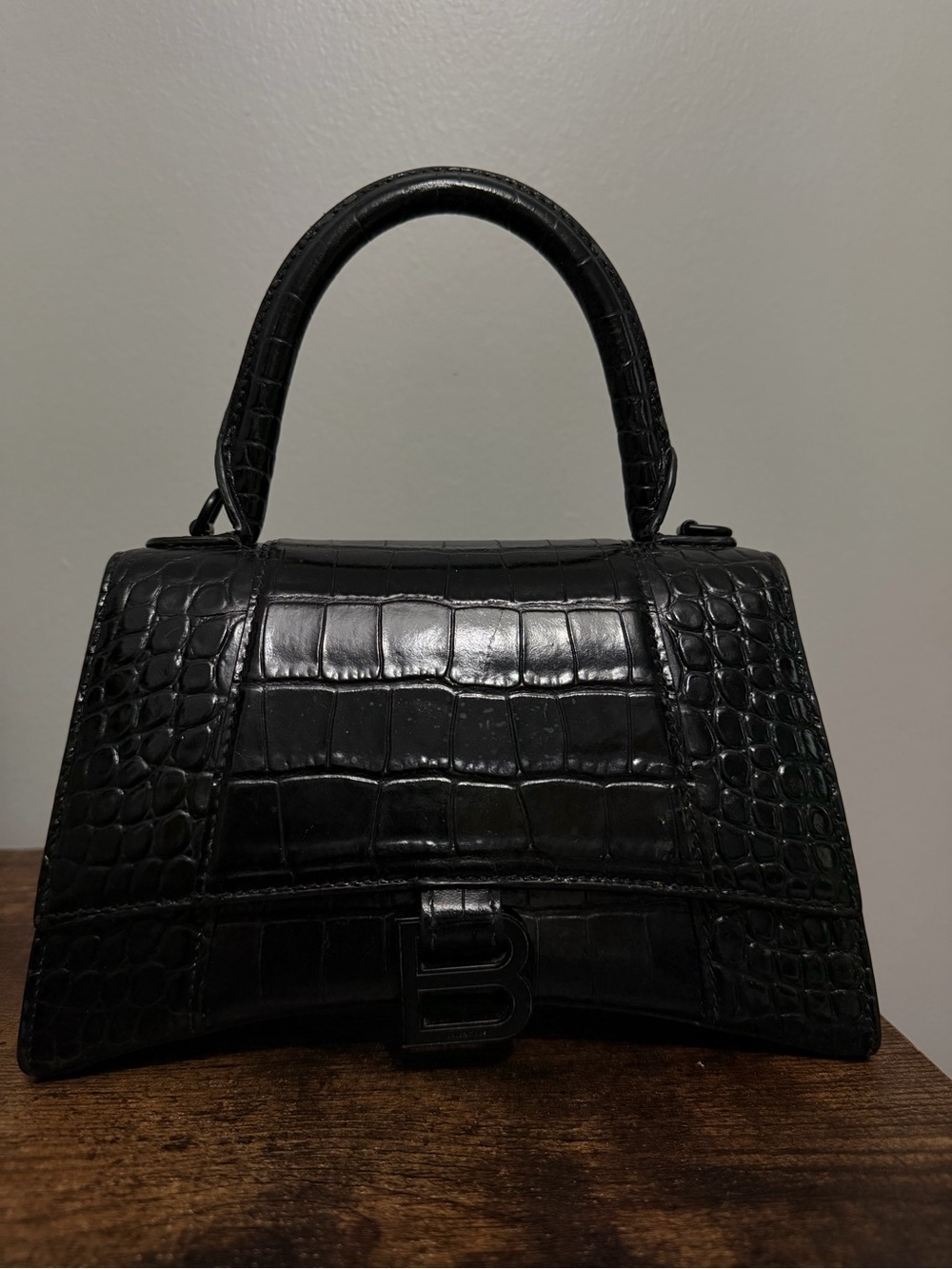 Balenciaga Black Croc-Embossed Top Handle Bag Small - Picture 2 of 6